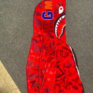 Red Zip up Bape Hoodie